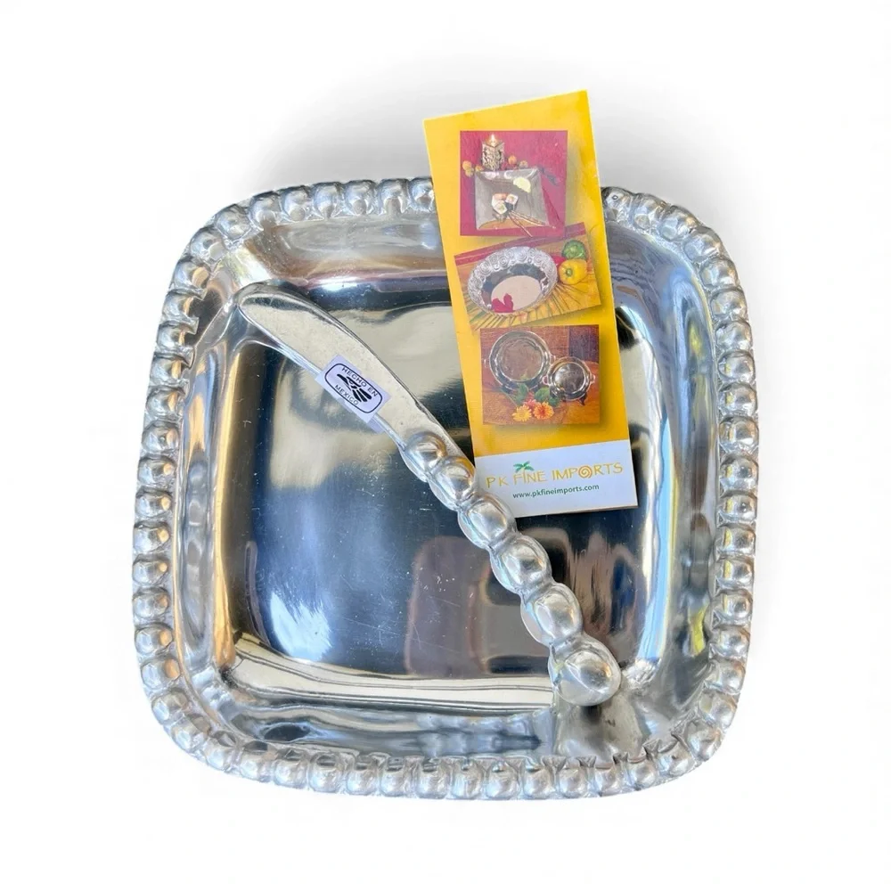 NWT SET Cheese Knife & Tray Cast Aluminum, 7.5